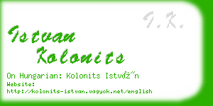 istvan kolonits business card